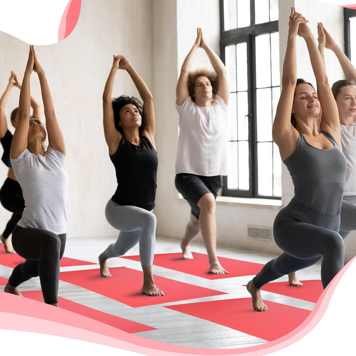 12 Pieces Yoga Mats Bulk 68x24x0.12 Inch Exercise Non Slip Fitness Workout Mats for Women Men Home Workout Gym Yoga