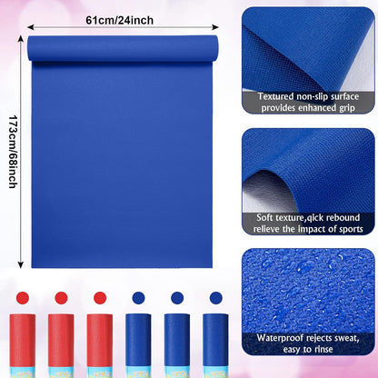 12 Pieces Yoga Mats Bulk 68x24x0.12 Inch Exercise Non Slip Fitness Workout Mats for Women Men Home Workout Gym Yoga