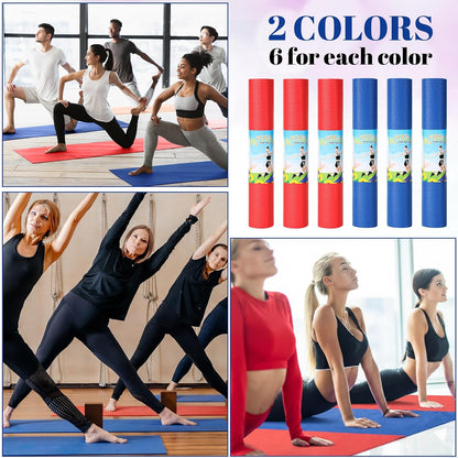 12 Pieces Yoga Mats Bulk 68x24x0.12 Inch Exercise Non Slip Fitness Workout Mats for Women Men Home Workout Gym Yoga