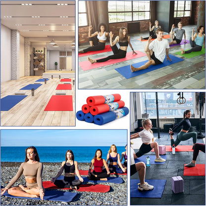 12 Pieces Yoga Mats Bulk 68x24x0.12 Inch Exercise Non Slip Fitness Workout Mats for Women Men Home Workout Gym Yoga