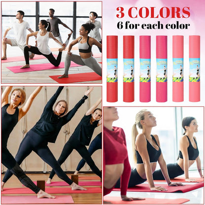 12 Pieces Yoga Mats Bulk 68x24x0.12 Inch Exercise Non Slip Fitness Workout Mats for Women Men Home Workout Gym Yoga