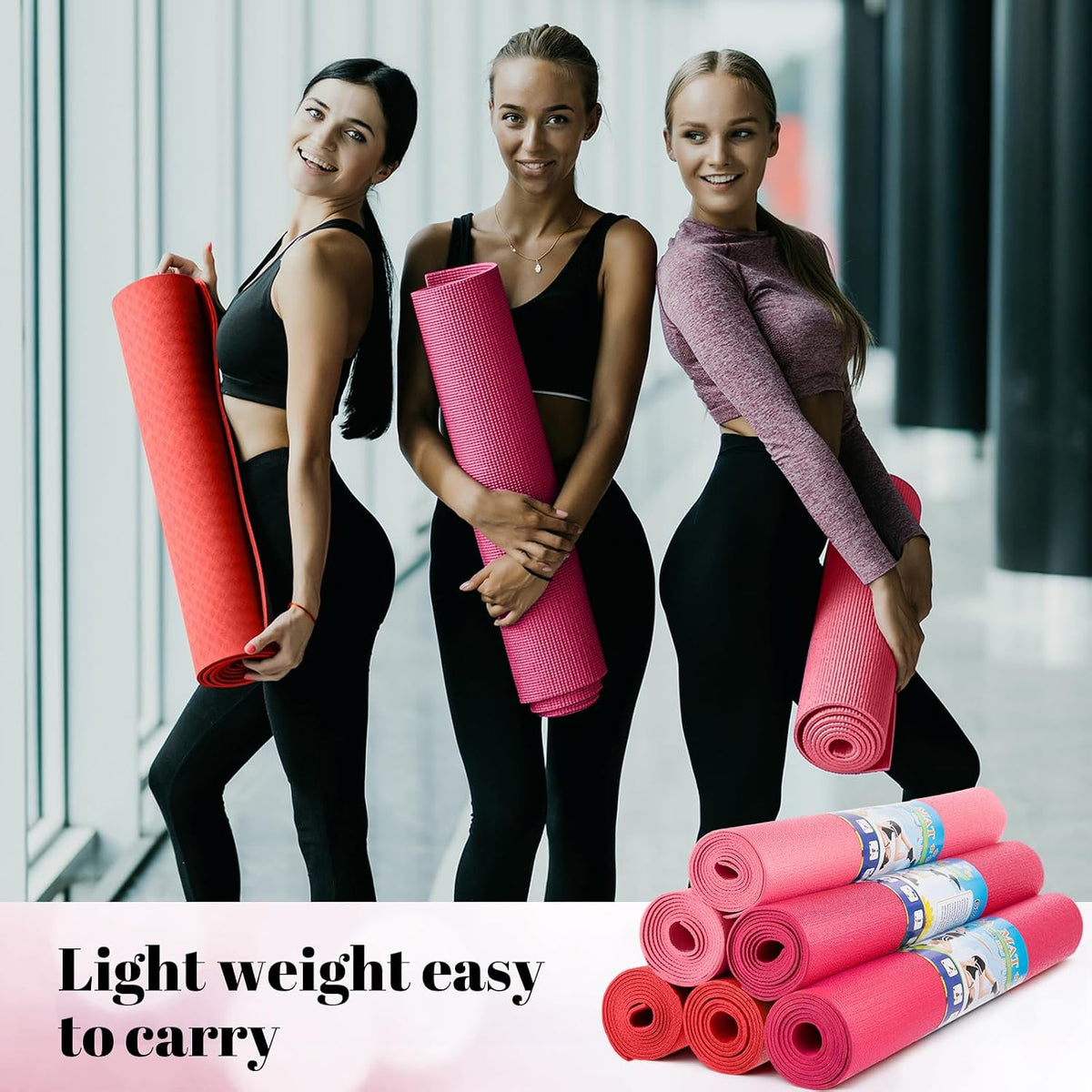 12 Pieces Yoga Mats Bulk 68x24x0.12 Inch Exercise Non Slip Fitness Workout Mats for Women Men Home Workout Gym Yoga