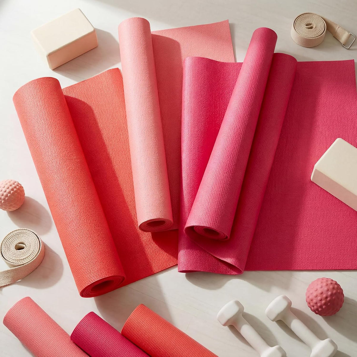 12 Pieces Yoga Mats Bulk 68x24x0.12 Inch Exercise Non Slip Fitness Workout Mats for Women Men Home Workout Gym Yoga