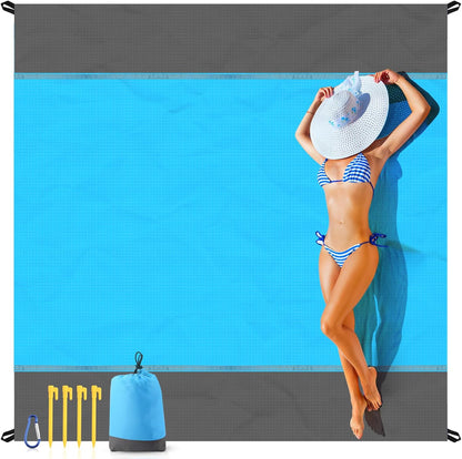 Beach Blanket Sandproof Oversized, 79''×83'' Extra Large Beach Mat, Portable Picnic Mat for Travel Camping Hiking, Lightweight Beach Essentials Family Water Resistant Mat