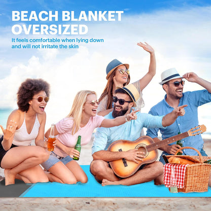 Beach Blanket Sandproof Oversized, 79''×83'' Extra Large Beach Mat, Portable Picnic Mat for Travel Camping Hiking, Lightweight Beach Essentials Family Water Resistant Mat