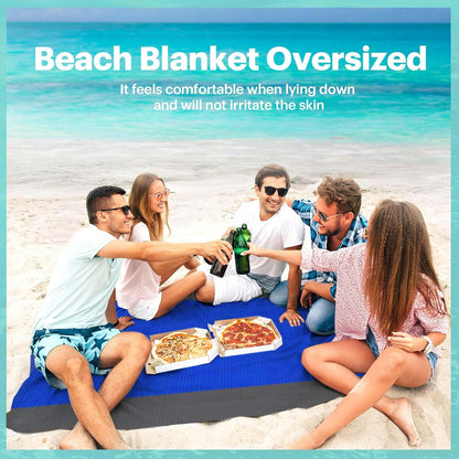 Beach Blanket Sandproof Oversized, 79''×83'' Extra Large Beach Mat, Portable Picnic Mat for Travel Camping Hiking, Lightweight Beach Essentials Family Water Resistant Mat
