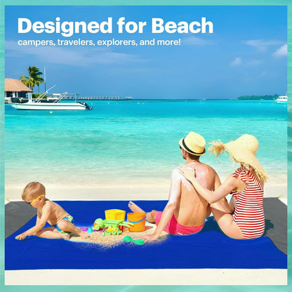 Beach Blanket Sandproof Oversized, 79''×83'' Extra Large Beach Mat, Portable Picnic Mat for Travel Camping Hiking, Lightweight Beach Essentials Family Water Resistant Mat