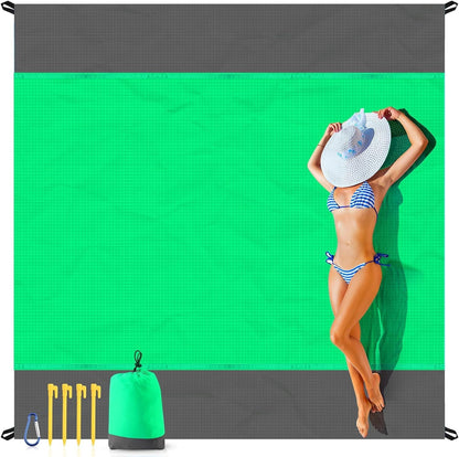 Beach Blanket Sandproof Oversized, 79''×83'' Extra Large Beach Mat, Portable Picnic Mat for Travel Camping Hiking, Lightweight Beach Essentials Family Water Resistant Mat