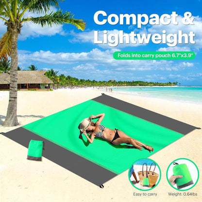 Beach Blanket Sandproof Oversized, 79''×83'' Extra Large Beach Mat, Portable Picnic Mat for Travel Camping Hiking, Lightweight Beach Essentials Family Water Resistant Mat