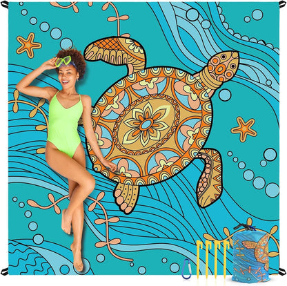 Beach Blanket Sandproof Oversized, 79''×83'' Extra Large Beach Mat, Portable Picnic Mat for Travel Camping Hiking, Lightweight Beach Essentials Family Water Resistant Mat