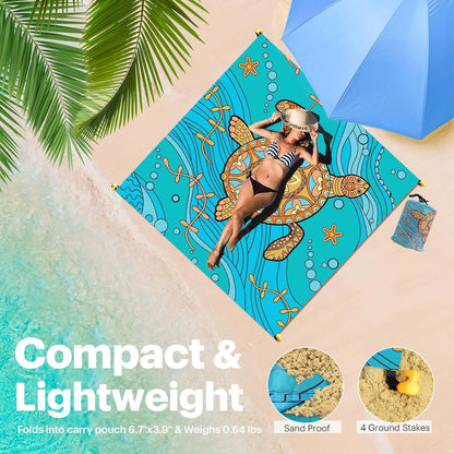 Beach Blanket Sandproof Oversized, 79''×83'' Extra Large Beach Mat, Portable Picnic Mat for Travel Camping Hiking, Lightweight Beach Essentials Family Water Resistant Mat