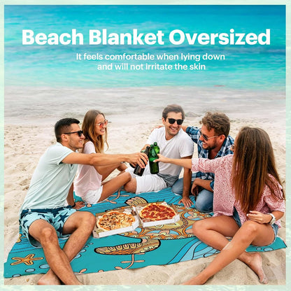 Beach Blanket Sandproof Oversized, 79''×83'' Extra Large Beach Mat, Portable Picnic Mat for Travel Camping Hiking, Lightweight Beach Essentials Family Water Resistant Mat