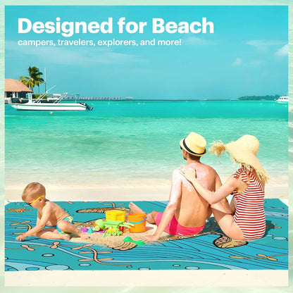 Beach Blanket Sandproof Oversized, 79''×83'' Extra Large Beach Mat, Portable Picnic Mat for Travel Camping Hiking, Lightweight Beach Essentials Family Water Resistant Mat