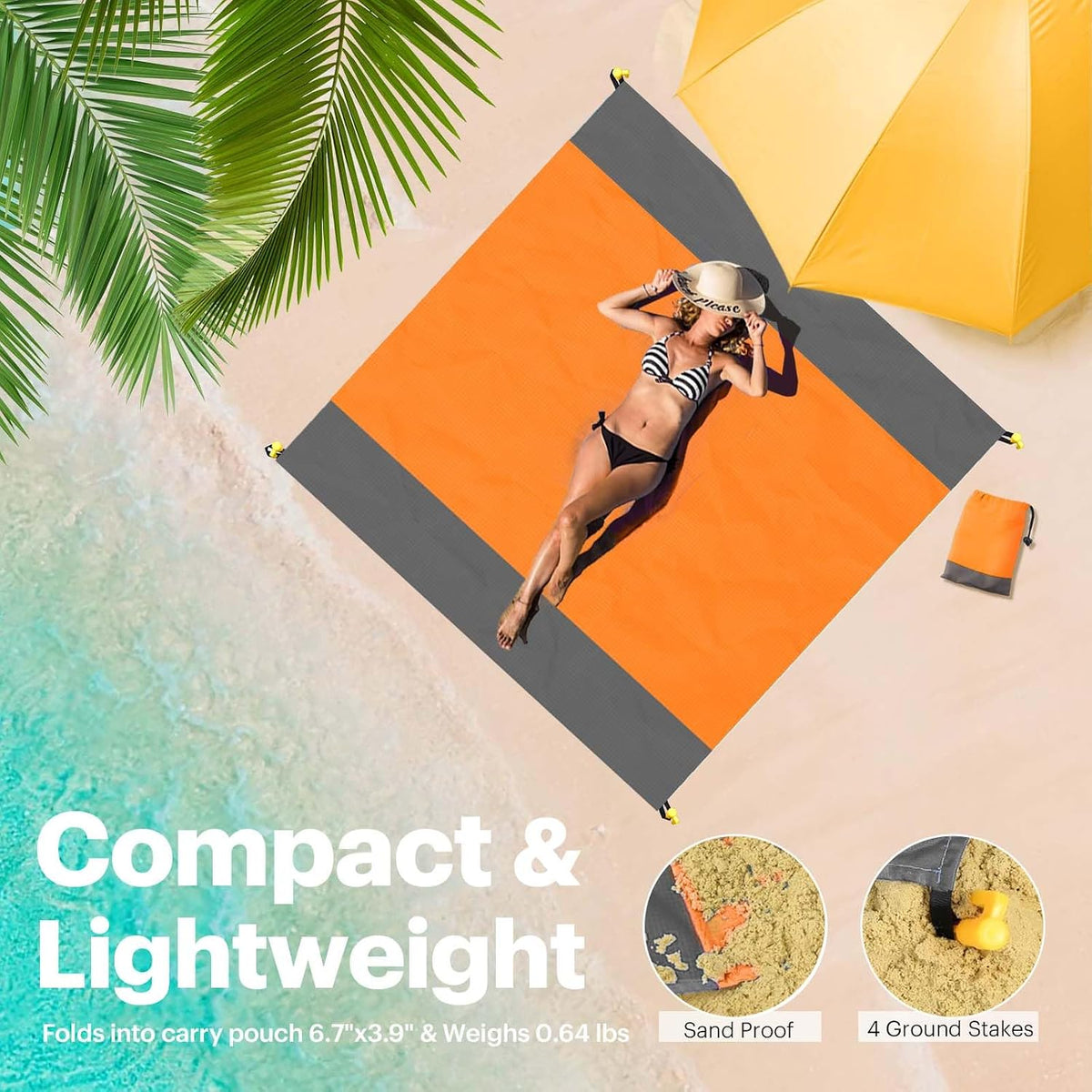 Beach Blanket Sandproof Oversized, 79''×83'' Extra Large Beach Mat, Portable Picnic Mat for Travel Camping Hiking, Lightweight Beach Essentials Family Water Resistant Mat