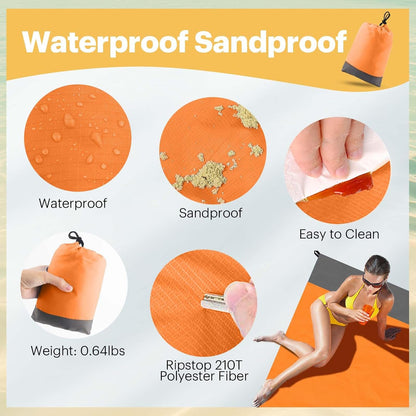 Beach Blanket Sandproof Oversized, 79''×83'' Extra Large Beach Mat, Portable Picnic Mat for Travel Camping Hiking, Lightweight Beach Essentials Family Water Resistant Mat