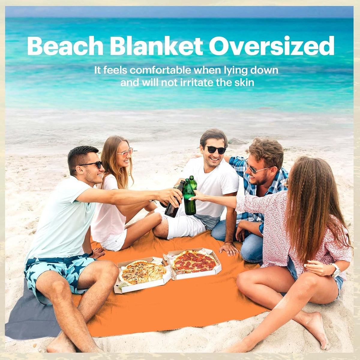 Beach Blanket Sandproof Oversized, 79''×83'' Extra Large Beach Mat, Portable Picnic Mat for Travel Camping Hiking, Lightweight Beach Essentials Family Water Resistant Mat