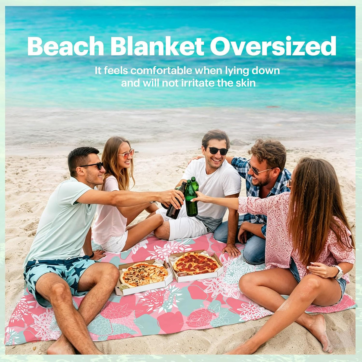 Beach Blanket Sandproof Oversized, 79''×83'' Extra Large Beach Mat, Portable Picnic Mat for Travel Camping Hiking, Lightweight Beach Essentials Family Water Resistant Mat