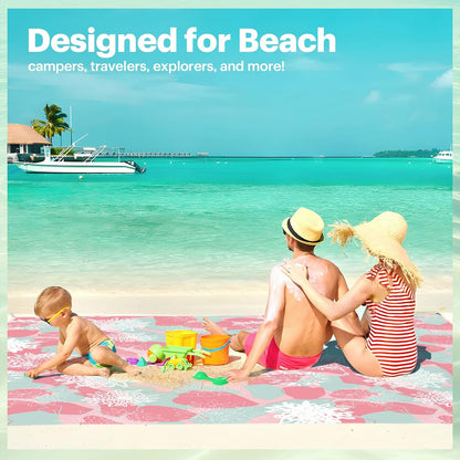 Beach Blanket Sandproof Oversized, 79''×83'' Extra Large Beach Mat, Portable Picnic Mat for Travel Camping Hiking, Lightweight Beach Essentials Family Water Resistant Mat