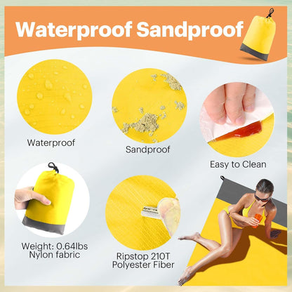 Beach Blanket Sandproof Oversized, 79''×83'' Extra Large Beach Mat, Portable Picnic Mat for Travel Camping Hiking, Lightweight Beach Essentials Family Water Resistant Mat