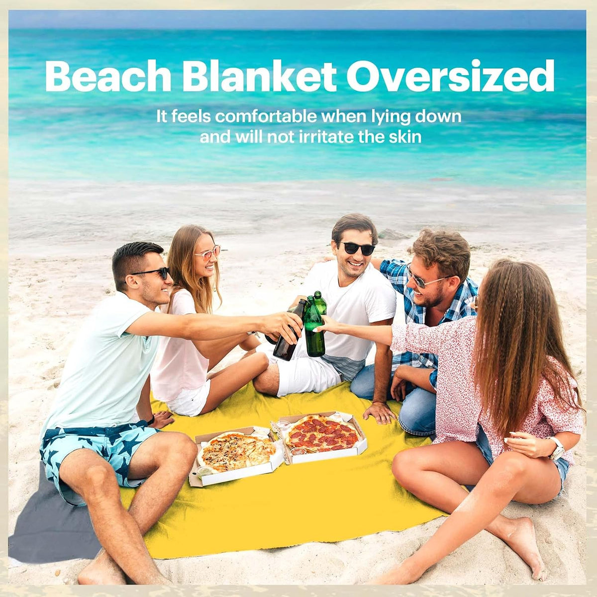 Beach Blanket Sandproof Oversized, 79''×83'' Extra Large Beach Mat, Portable Picnic Mat for Travel Camping Hiking, Lightweight Beach Essentials Family Water Resistant Mat