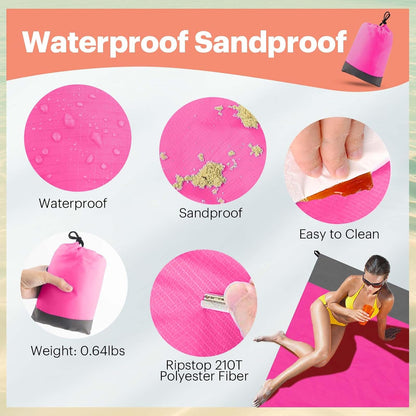 Beach Blanket Sandproof Oversized, 79''×83'' Extra Large Beach Mat, Portable Picnic Mat for Travel Camping Hiking, Lightweight Beach Essentials Family Water Resistant Mat