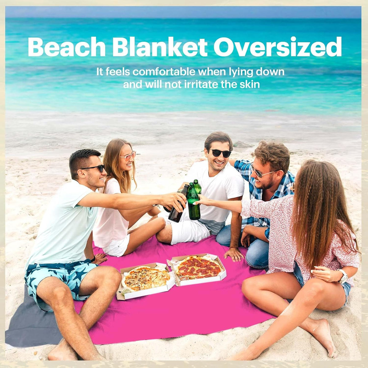 Beach Blanket Sandproof Oversized, 79''×83'' Extra Large Beach Mat, Portable Picnic Mat for Travel Camping Hiking, Lightweight Beach Essentials Family Water Resistant Mat