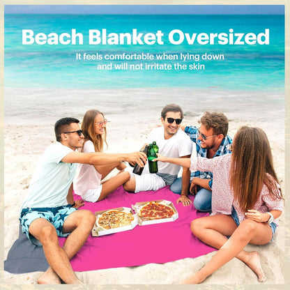 Beach Blanket Sandproof Oversized, 79''×83'' Extra Large Beach Mat, Portable Picnic Mat for Travel Camping Hiking, Lightweight Beach Essentials Family Water Resistant Mat