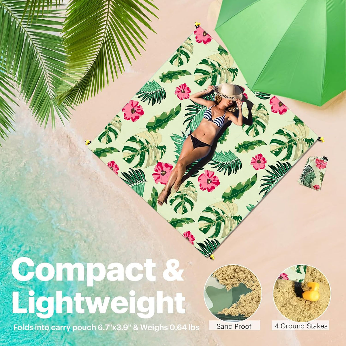 Beach Blanket Sandproof Oversized, 79''×83'' Extra Large Beach Mat, Portable Picnic Mat for Travel Camping Hiking, Lightweight Beach Essentials Family Water Resistant Mat