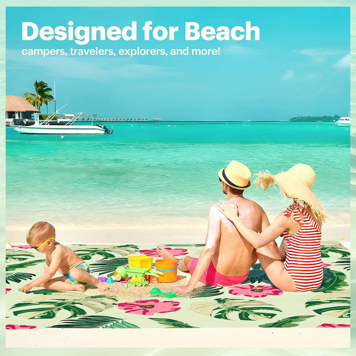 Beach Blanket Sandproof Oversized, 79''×83'' Extra Large Beach Mat, Portable Picnic Mat for Travel Camping Hiking, Lightweight Beach Essentials Family Water Resistant Mat