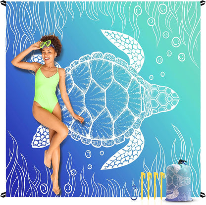 Beach Blanket Sandproof Oversized, 79''×83'' Extra Large Beach Mat, Portable Picnic Mat for Travel Camping Hiking, Lightweight Beach Essentials Family Water Resistant Mat