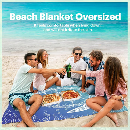 Beach Blanket Sandproof Oversized, 79''×83'' Extra Large Beach Mat, Portable Picnic Mat for Travel Camping Hiking, Lightweight Beach Essentials Family Water Resistant Mat