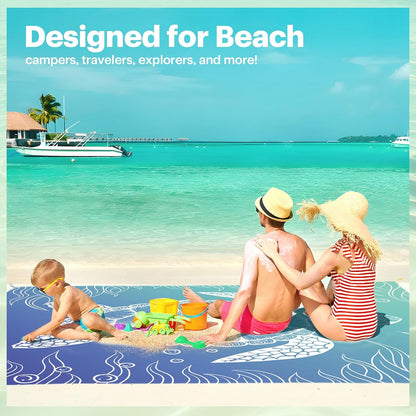 Beach Blanket Sandproof Oversized, 79''×83'' Extra Large Beach Mat, Portable Picnic Mat for Travel Camping Hiking, Lightweight Beach Essentials Family Water Resistant Mat