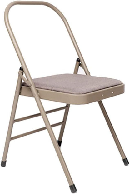 Yoga Assist Chair with Lumbar Back Support,Iyengar Yoga Chair,Removable Seat Cushion, Metal Frame,Backless Yoga Chair,Portable Foldable Yoga Chair,Gray,Without Lumbar Support