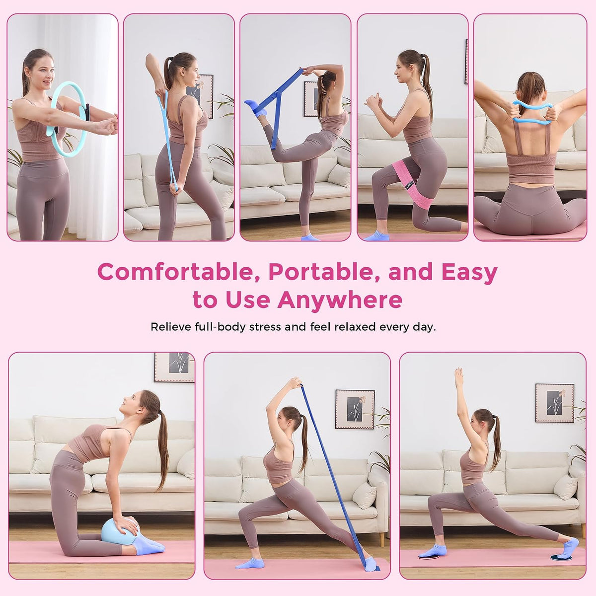 Home Pilates Kit Pilates Equipment Set for Women, Pilates Essentials Kit