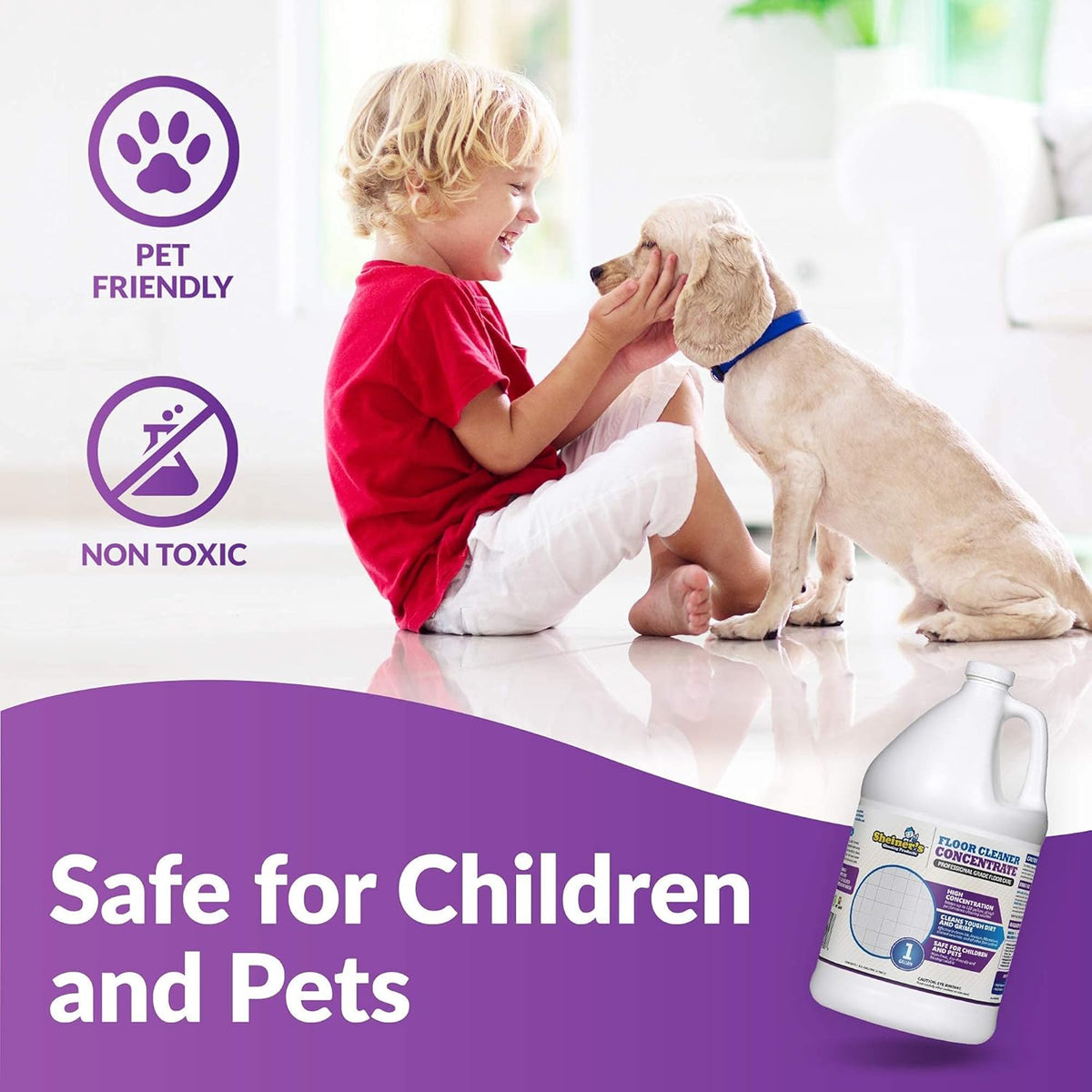 Multipurpose Cleaner Concentrate, No-Rinse Floor Cleaner for Mopping & Floor Degreaser for Home, Safe for Kids & Pets, Non-Toxic Lavender Scent All Purpose Cleaner Supplies,1-Gallon.