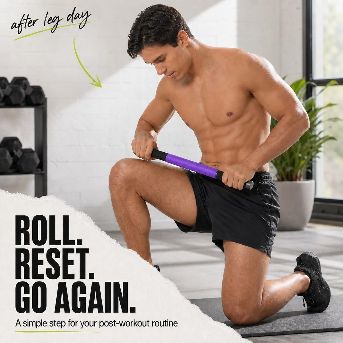 Massage Roller Stick, 17-Inch Muscle Roller Stick for Legs