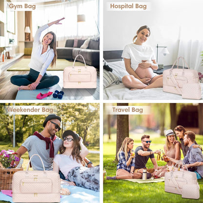 Large Women Travel Duffle Bag, Carry on Bag with Wet Toiletry Pocket for Overnight, Weekend, Yoga, Gym, Business Trips, Sport and Hospital, Black - Colors A
