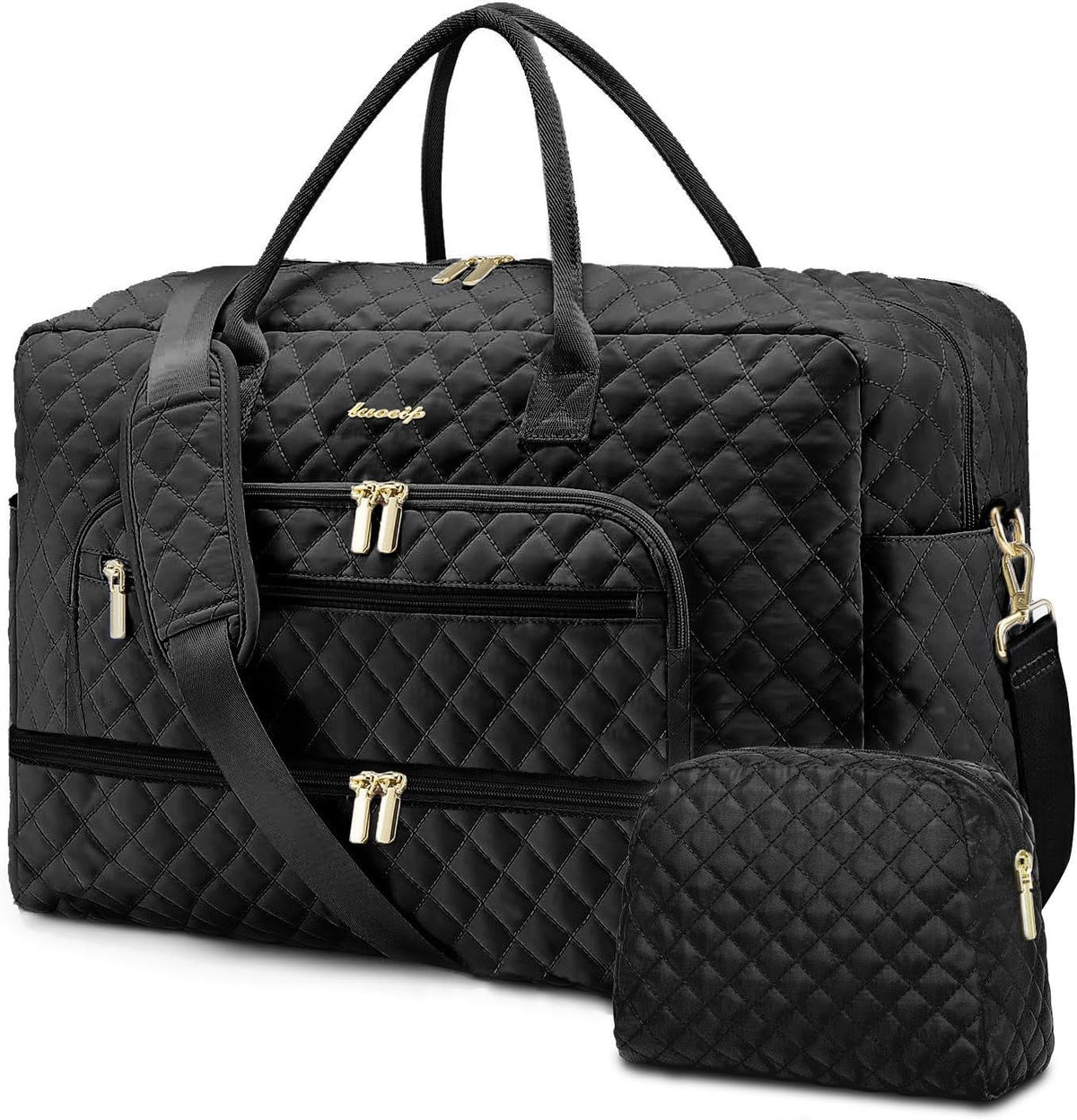 Large Women Travel Duffle Bag, Carry on Bag with Wet Toiletry Pocket for Overnight, Weekend, Yoga, Gym, Business Trips, Sport and Hospital, Black - Colors A