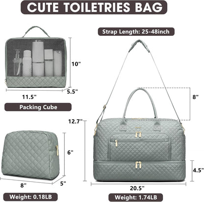 Large Women Travel Duffle Bag, Carry on Bag with Wet Toiletry Pocket for Overnight, Weekend, Yoga, Gym, Business Trips, Sport and Hospital, Black - Colors A