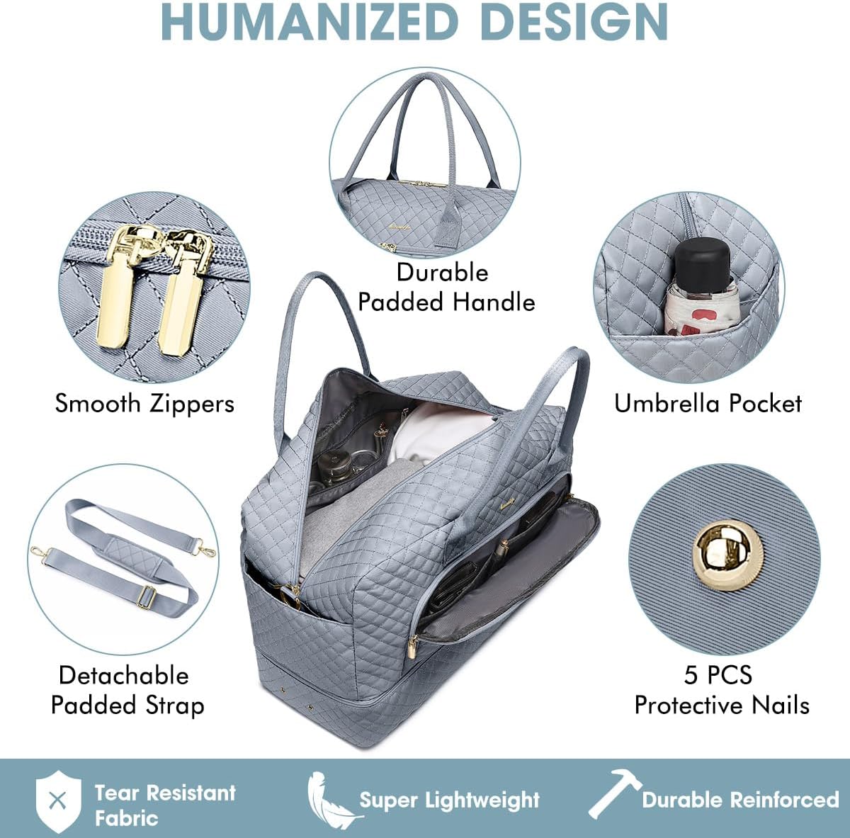 Large Women Travel Duffle Bag, Carry on Bag with Wet Toiletry Pocket for Overnight, Weekend, Yoga, Gym, Business Trips, Sport and Hospital, Black - Colors A