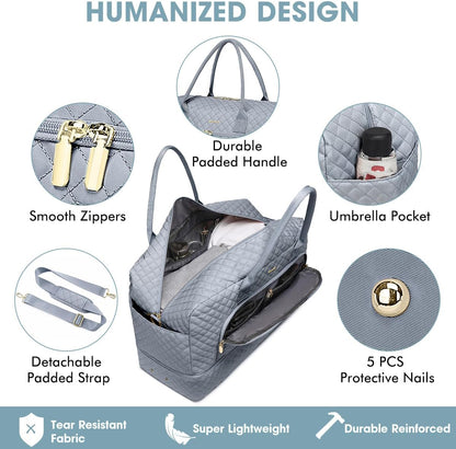 Large Women Travel Duffle Bag, Carry on Bag with Wet Toiletry Pocket for Overnight, Weekend, Yoga, Gym, Business Trips, Sport and Hospital, Black - Colors A