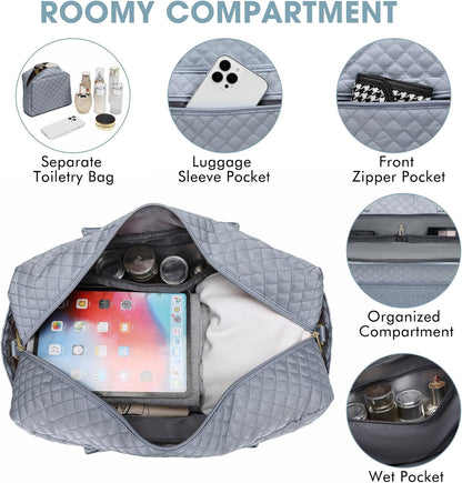 Large Women Travel Duffle Bag, Carry on Bag with Wet Toiletry Pocket for Overnight, Weekend, Yoga, Gym, Business Trips, Sport and Hospital, Black - Colors A