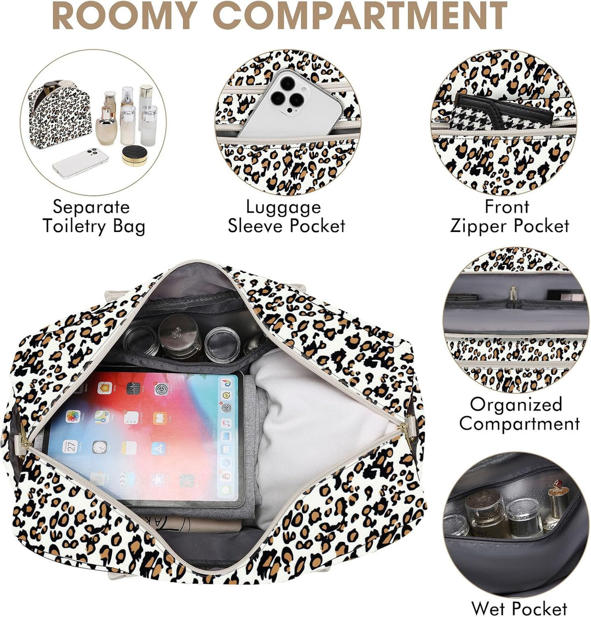 Large Women Travel Duffle Bag, Carry on Bag with Wet Toiletry Pocket for Overnight, Weekend, Yoga, Gym, Business Trips, Sport and Hospital, Black - Colors A