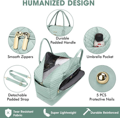Large Women Travel Duffle Bag, Carry on Bag with Wet Toiletry Pocket for Overnight, Weekend, Yoga, Gym, Business Trips, Sport and Hospital, Black - Colors A