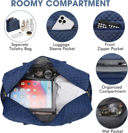 Large Women Travel Duffle Bag, Carry on Bag with Wet Toiletry Pocket for Overnight, Weekend, Yoga, Gym, Business Trips, Sport and Hospital, Black - Colors A