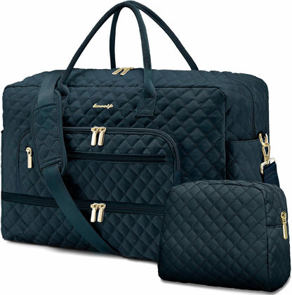 Large Women Travel Duffle Bag, Carry on Bag with Wet Toiletry Pocket for Overnight, Weekend, Yoga, Gym, Business Trips, Sport and Hospital, Black - Colors A