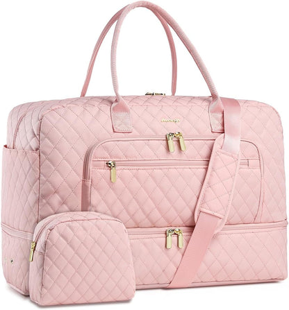 Large Women Travel Duffle Bag, Carry on Bag with Wet Toiletry Pocket for Overnight, Weekend, Yoga, Gym, Business Trips, Sport and Hospital, Black - Colors A