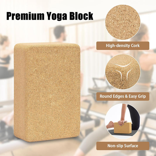 Hatha Yoga Cork Yoga Block, Natural Cork from Portuguese, Premium Brick, Eco-Friendly Yoga Accessories for Yoga, Pilates & Stretching