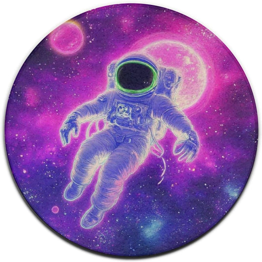 Home Decor Non Slip Kitchen Office Circle Rug, Machine Washable Modern Round Area Rug, Room Sofa Yoga Soft Round Carpet Purple Galaxy Trippy Space Astronaut Art, 36inch