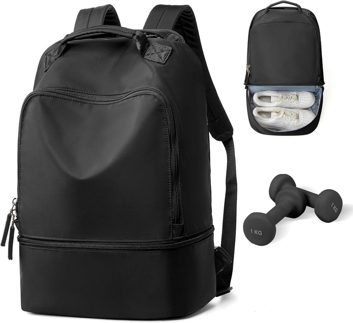 Gym Backpack for Women Men,Cheer bag,Lightweight Gym Bag with Shoe Compartment, Waterproof Sports Backpack with Wet Pocket, Black